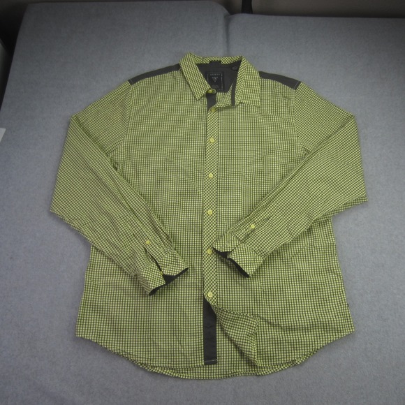 Guess Other - GUESS Shirt Mens XL Yellow Green Plaid Slim Fit Button Up Long Sleeve Casual UAE